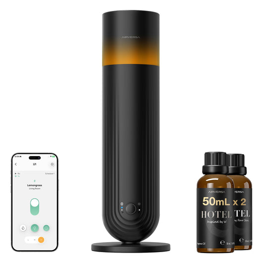 Airversa U1 Smart Hotel Waterless Diffuser with 100mL Oils Kit, Black