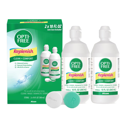 OPTI-FREE Replenish Contact Lens Solution with Contact Lens Case, 2 x 10 oz