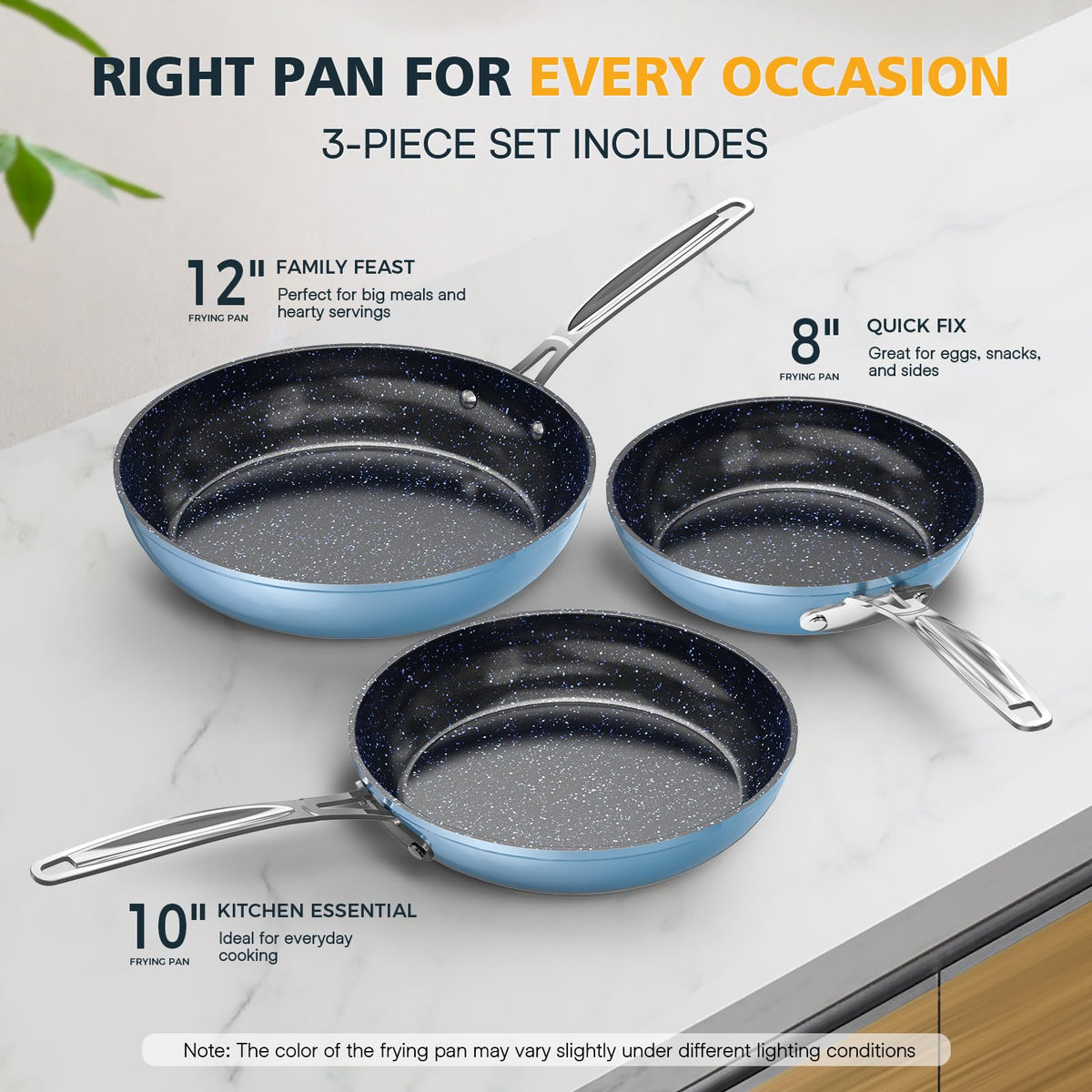 Nuwave 3-Piece 8”, 10”, 12” Forged Lightweight Frying Pan Set