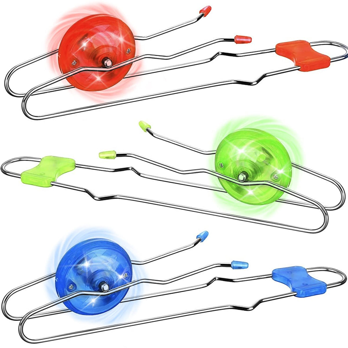 Jishi Retro Magic Rail Twirler 3Pcs Light Up Glow Magnetic Gyro Wheel, Kids Classic Vintage Trick Yoyo Sensory Fidget Toys, Cool Unique Nostalgia Gifts Fun Stocking Stuffers for 3+ Year Old Boys Girls