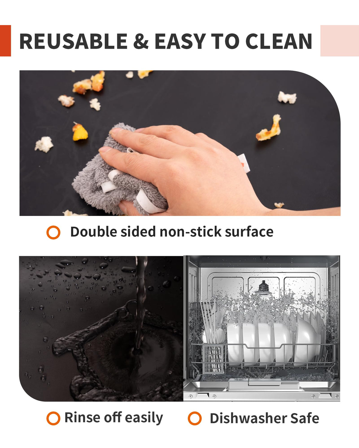 Oven Liners for Bottom of Oven - 2 Pack Large Heavy Duty Oven Mats, 17"x 25" Reusable Matt Liner for Electric, Gas, Toaster Ovens & Grills, BPA & PFOA Free, Kitchen Essentials, Black