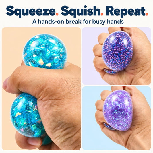 Squeeze Squishy Balls Set, 5Pack Colorful Sensory Fidget Toys Bulk