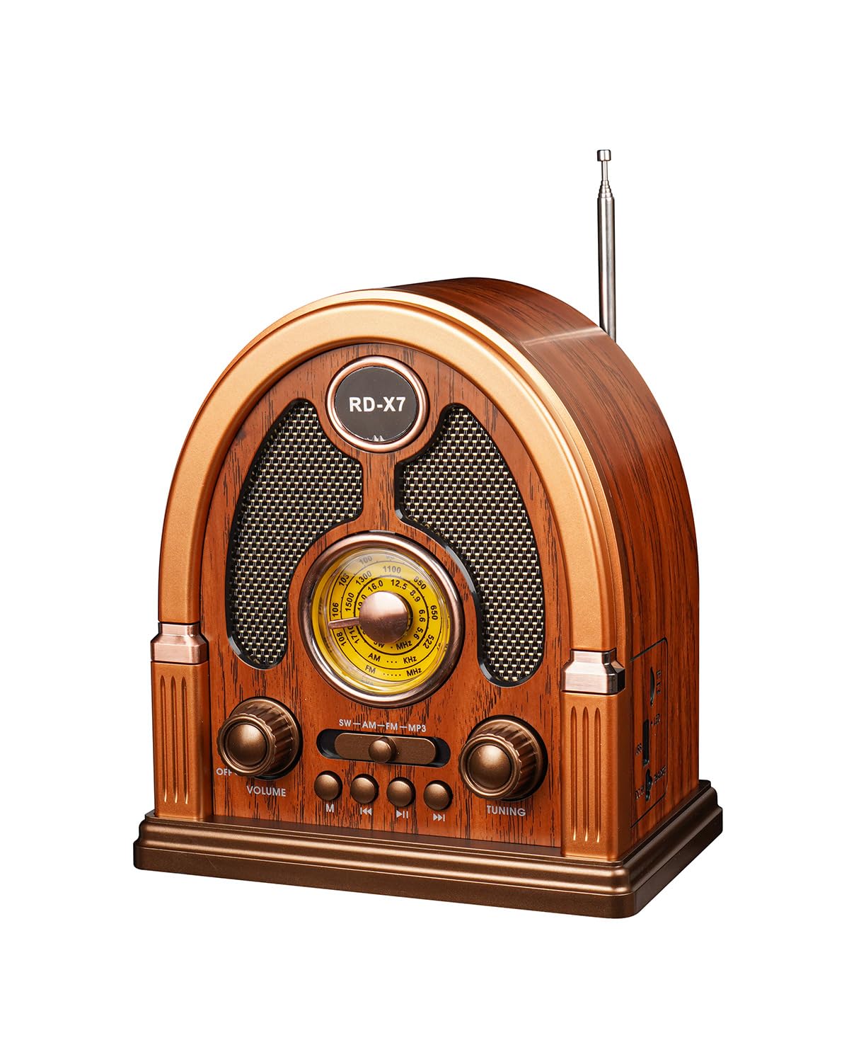 Qneye Portable Vintage AM/FM/SW Radio with Bluetooth Speaker, Retro Design