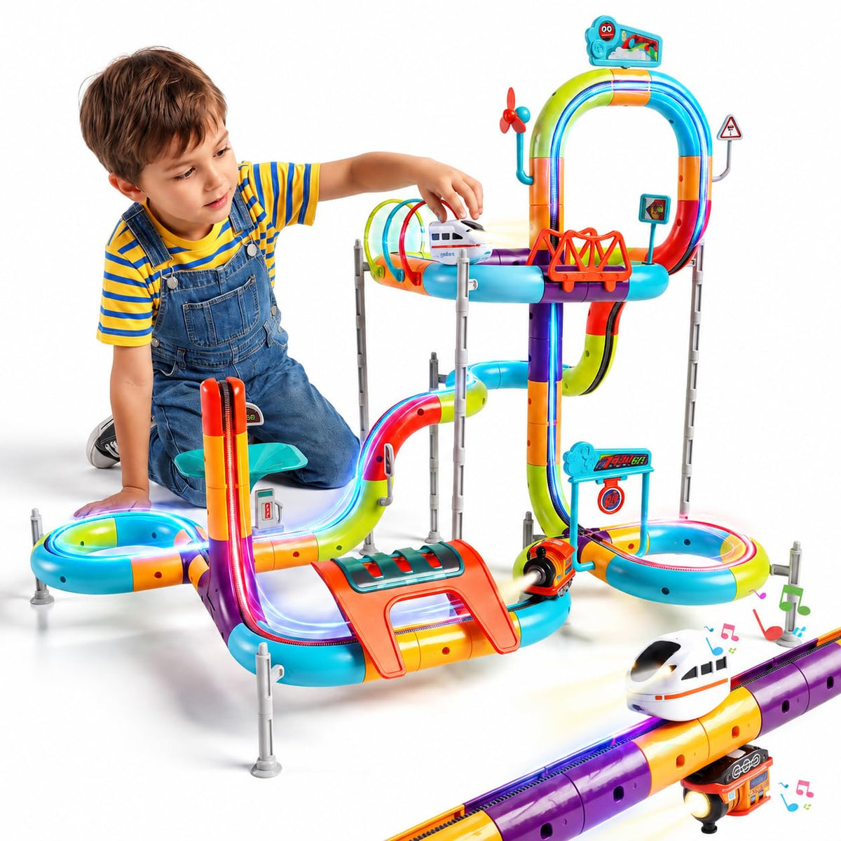 Upgraded Electric Train Set for Kids & Toddlers, Race Track Toy for Ages 3+