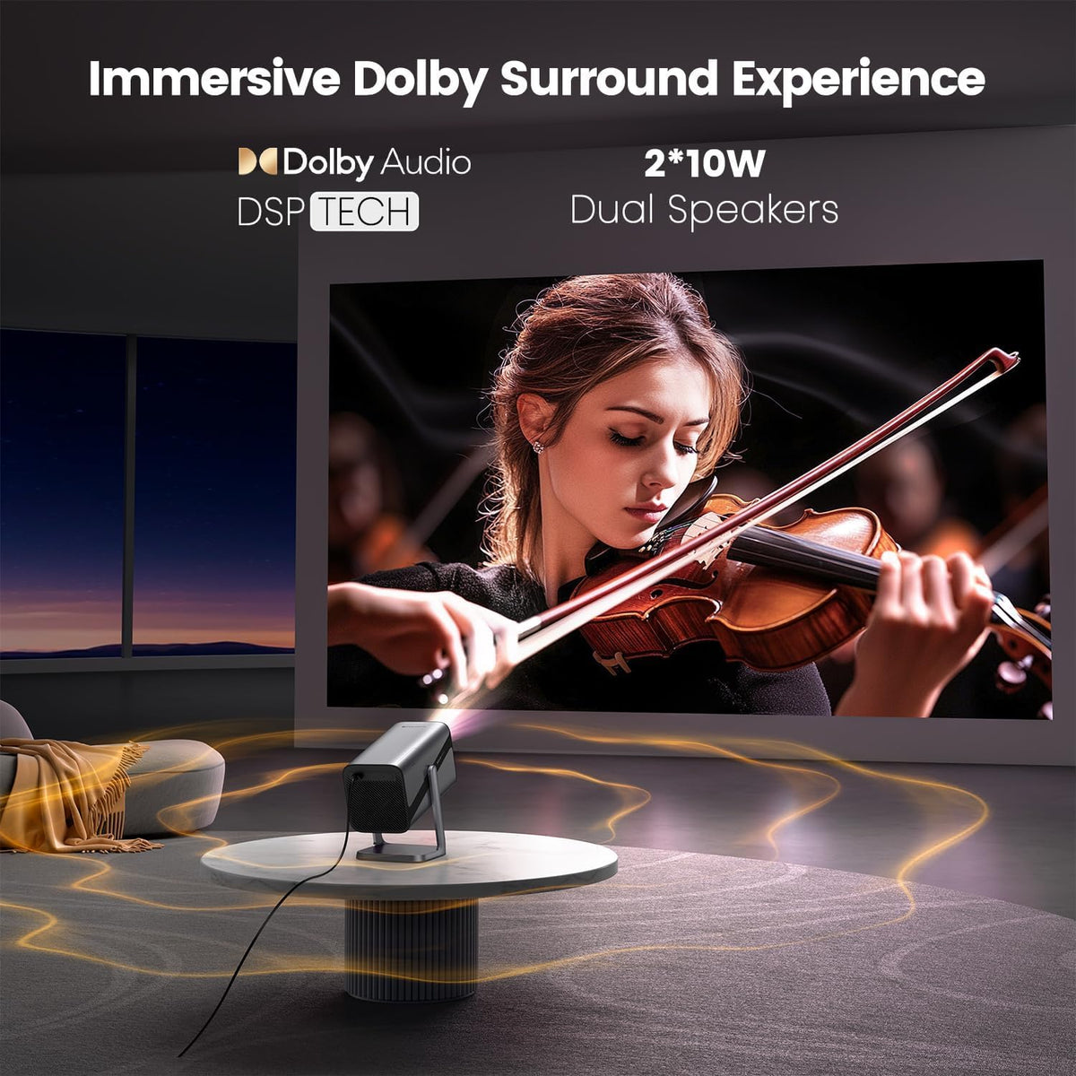[4K Support/Auto Focus/360°Adjustable Stand]Smart-Mini-Projector with WiFi 6 and Bluetooth5.2, Native 1080P Portable Projector, Dolby Audio, iWIMIUS Outdoor Movie Proyector Compatible with Netflix