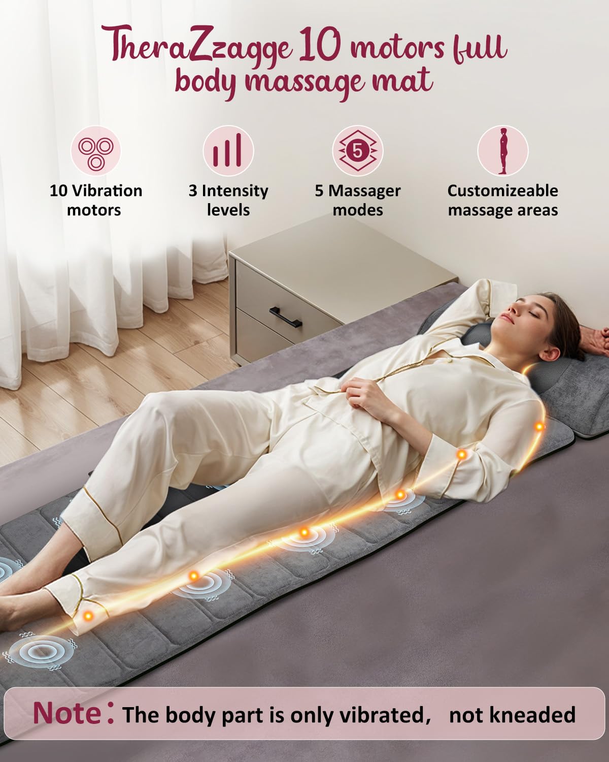 THERAZZAGGE Full Body Massage Mat with Heat, Detachable Neck Massager, Massage Pad with 10 Vibrating Motors, Home Office Use, Gift for Men Women Parents Christmas