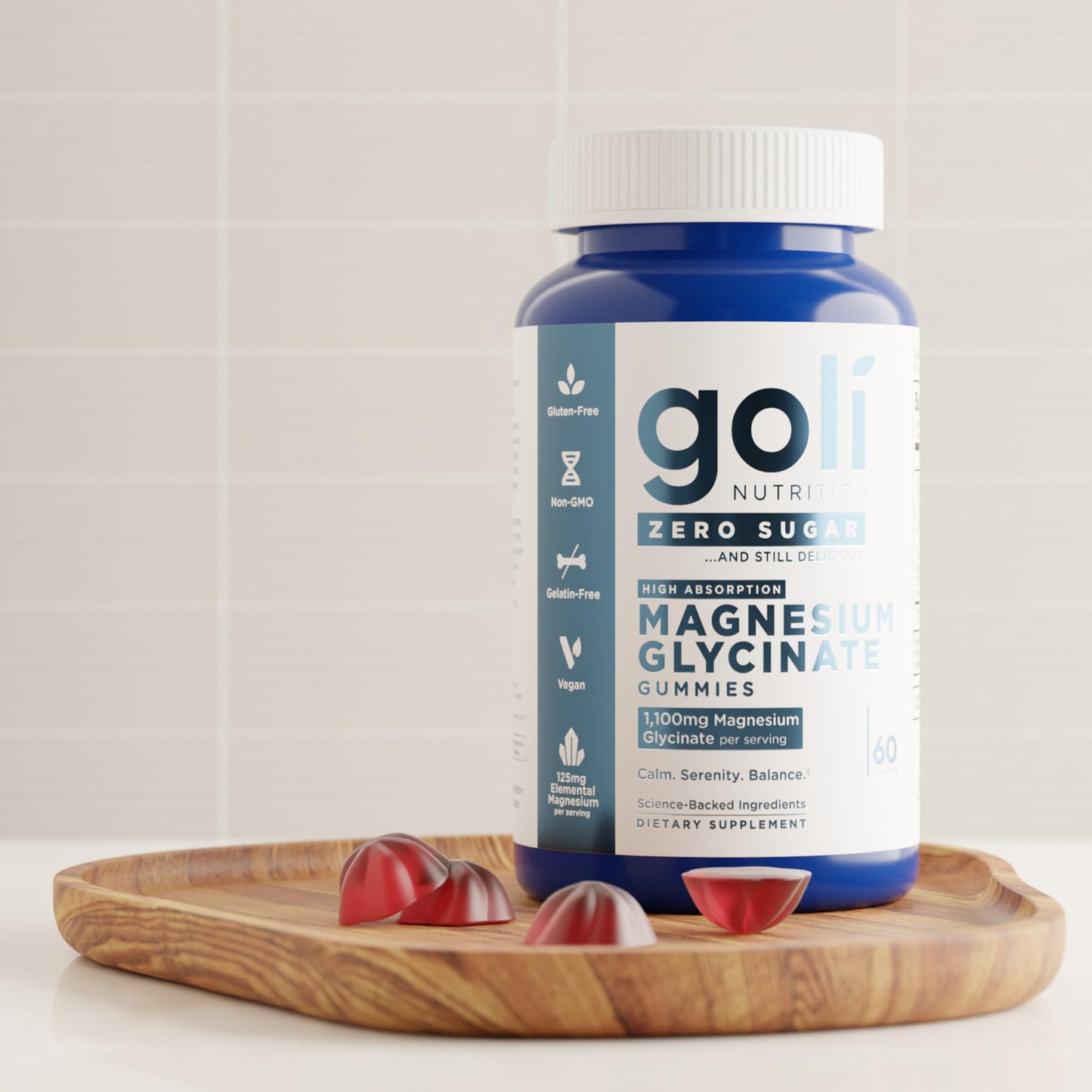 Goli Zero Sugar Magnesium Gummies - 125mg Magnesium (from Magnesium Glycinate) with Vitamin D - No Artificial Sweeteners, No Sugar Alcohols - Vegan, Keto-Friendly, Gluten-Free