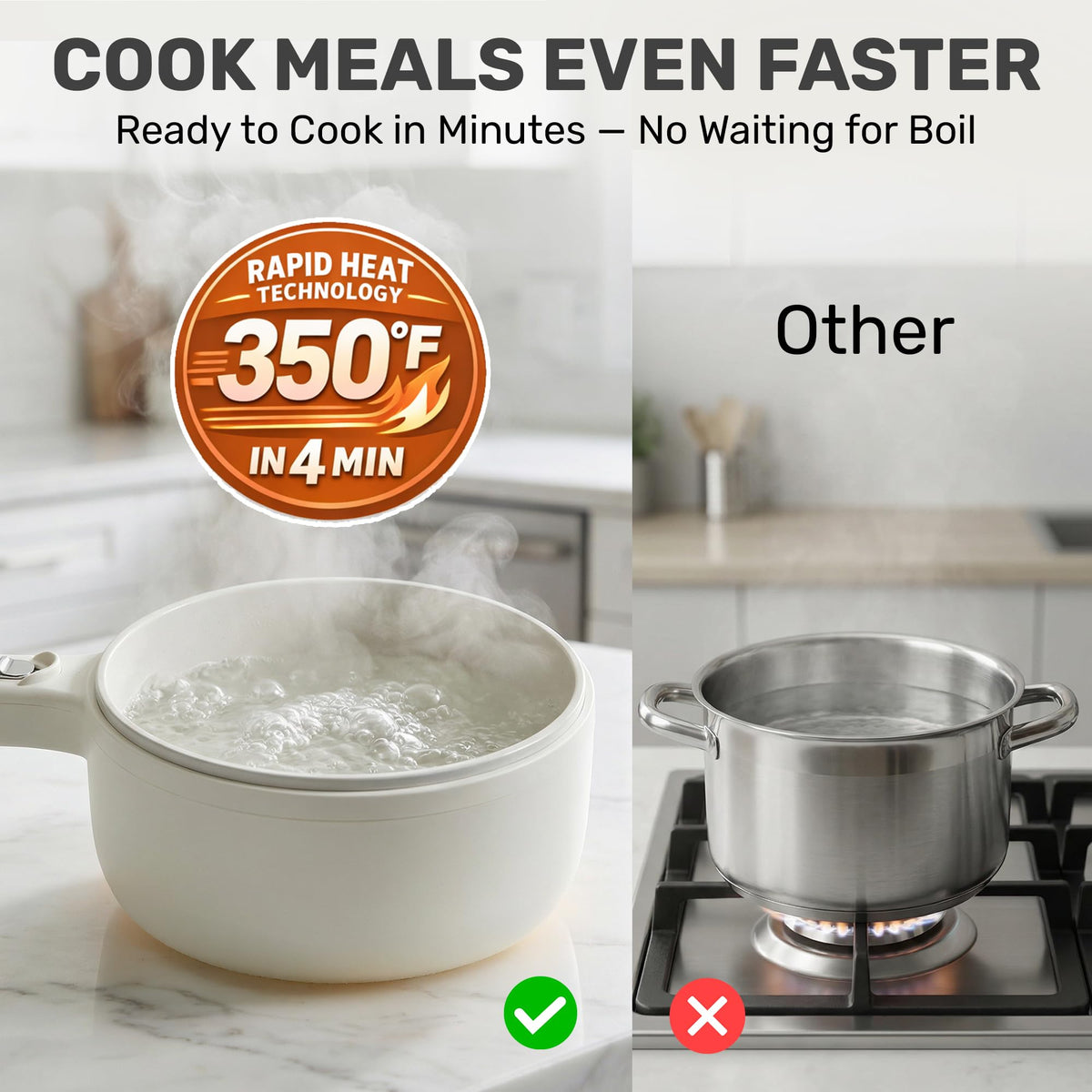 CERAMAX PRO 1.5L Electric Hot Pot with Lid & Steamer