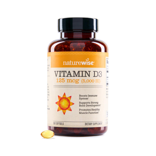 NatureWise Vitamin D3 5000IU Supplement, Immune Support, 360 Mini Softgels