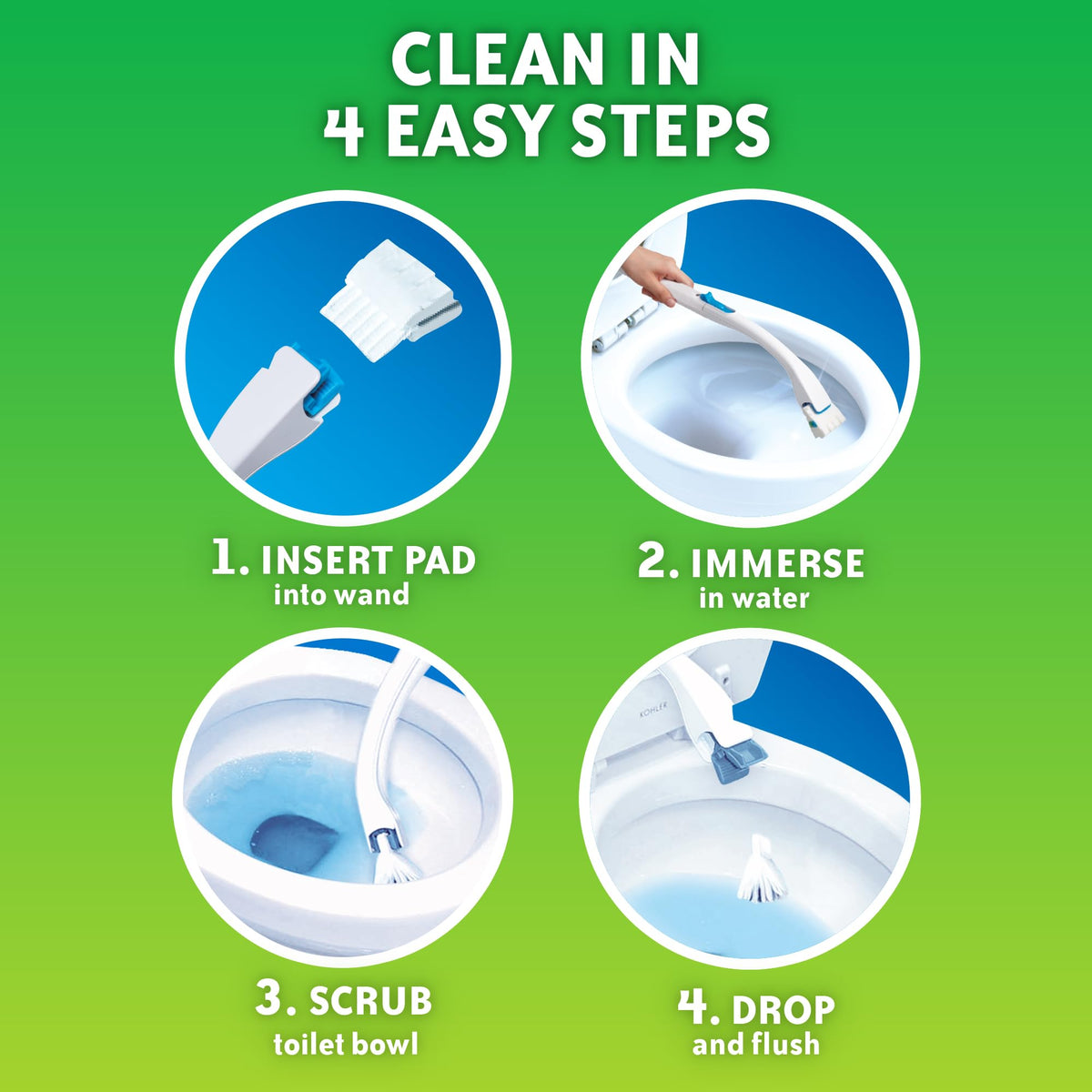 Scrubbing Bubbles Flushable Toilet Wand Refills, Fresh Brush Toilet Cleaner Refill Pads, Cleans Limescale & Fights Odors, Citrus Scent, 20 Count, Pack of 1
