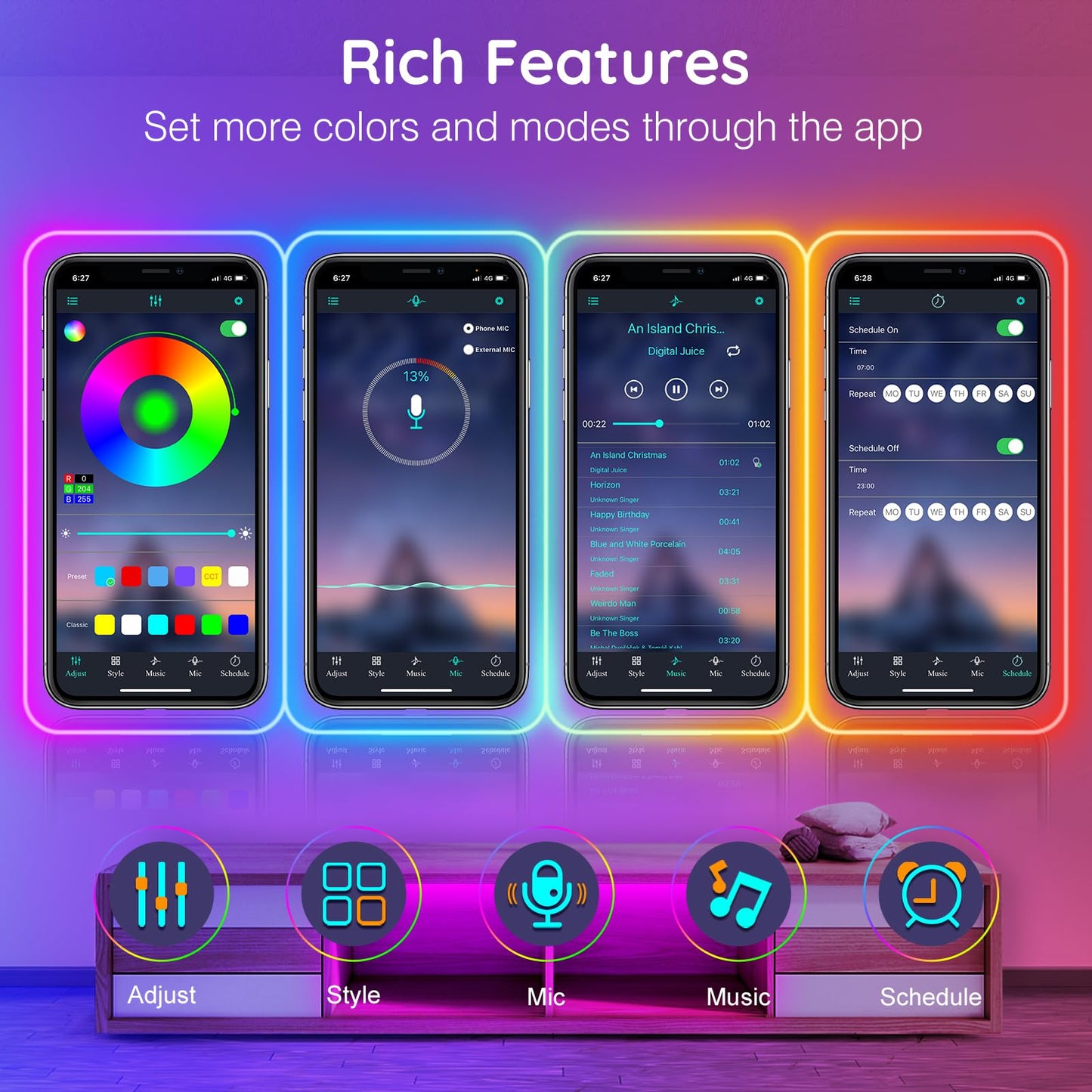 AILBTON 50Ft Neon Rope Lights,Flexible Led Rope Lights Control with App/Remote,Multiple Modes RopeLights,IP65 Outdoor RGB Led Neon Lights NonWater Resistant,Music Sync Gaming Led NeonLight Strip