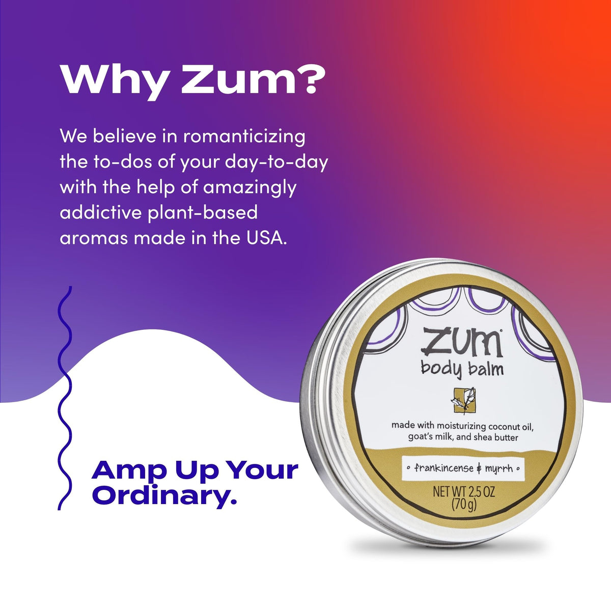 Zum Body Balm Moisturizer - Frankincense & Myrrh, 2.5 oz
