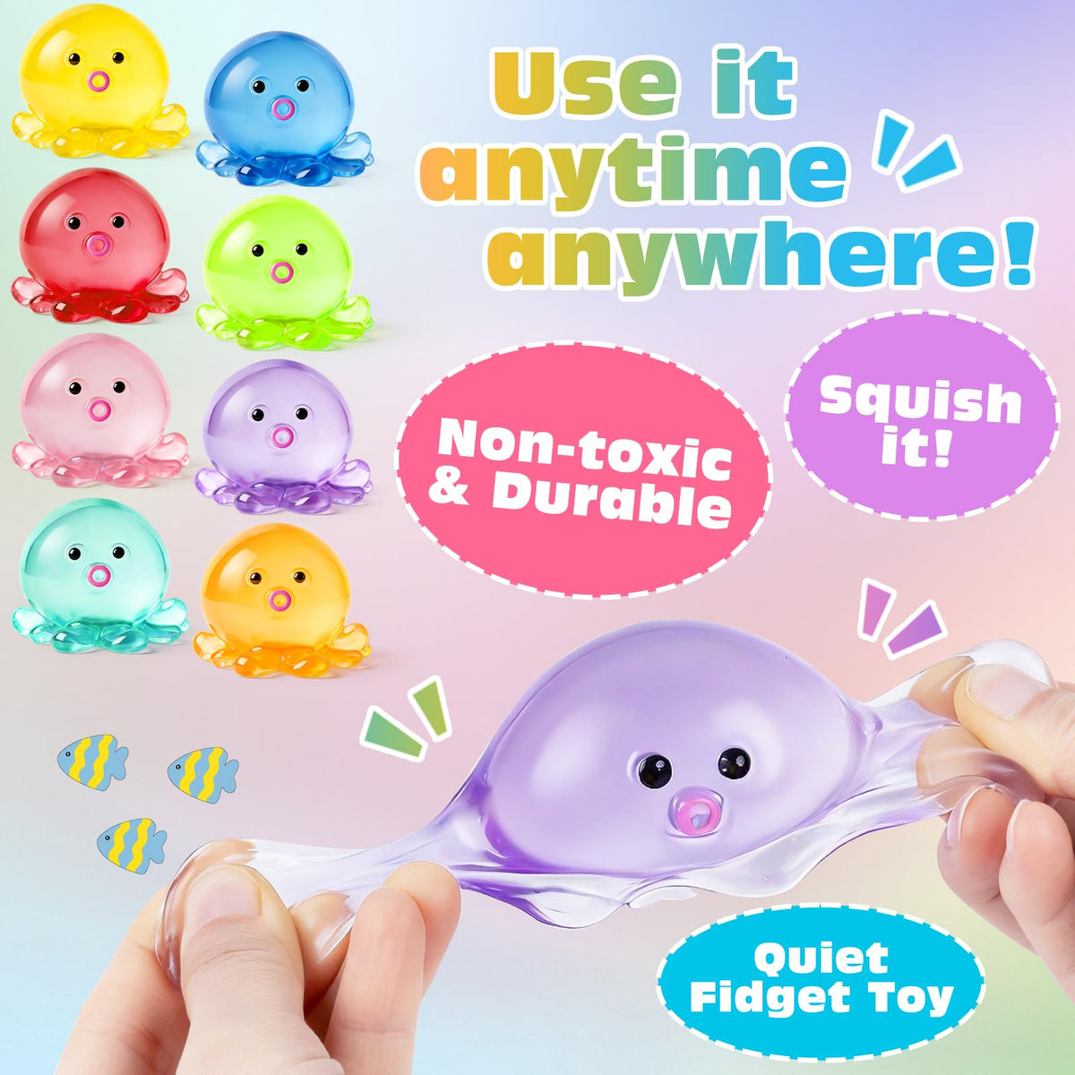 VISCOO 8 Pack Octopus Stress Balls for Kids, Slow Rising Squishy Toys