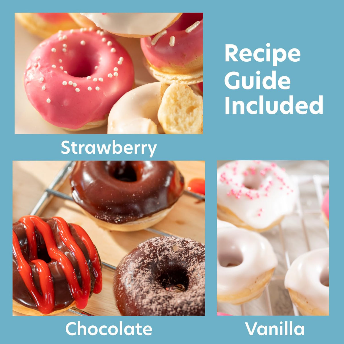 CucinaPro Mini Donut Maker, Electric Non-Stick, Bakes 7 Small Doughnuts