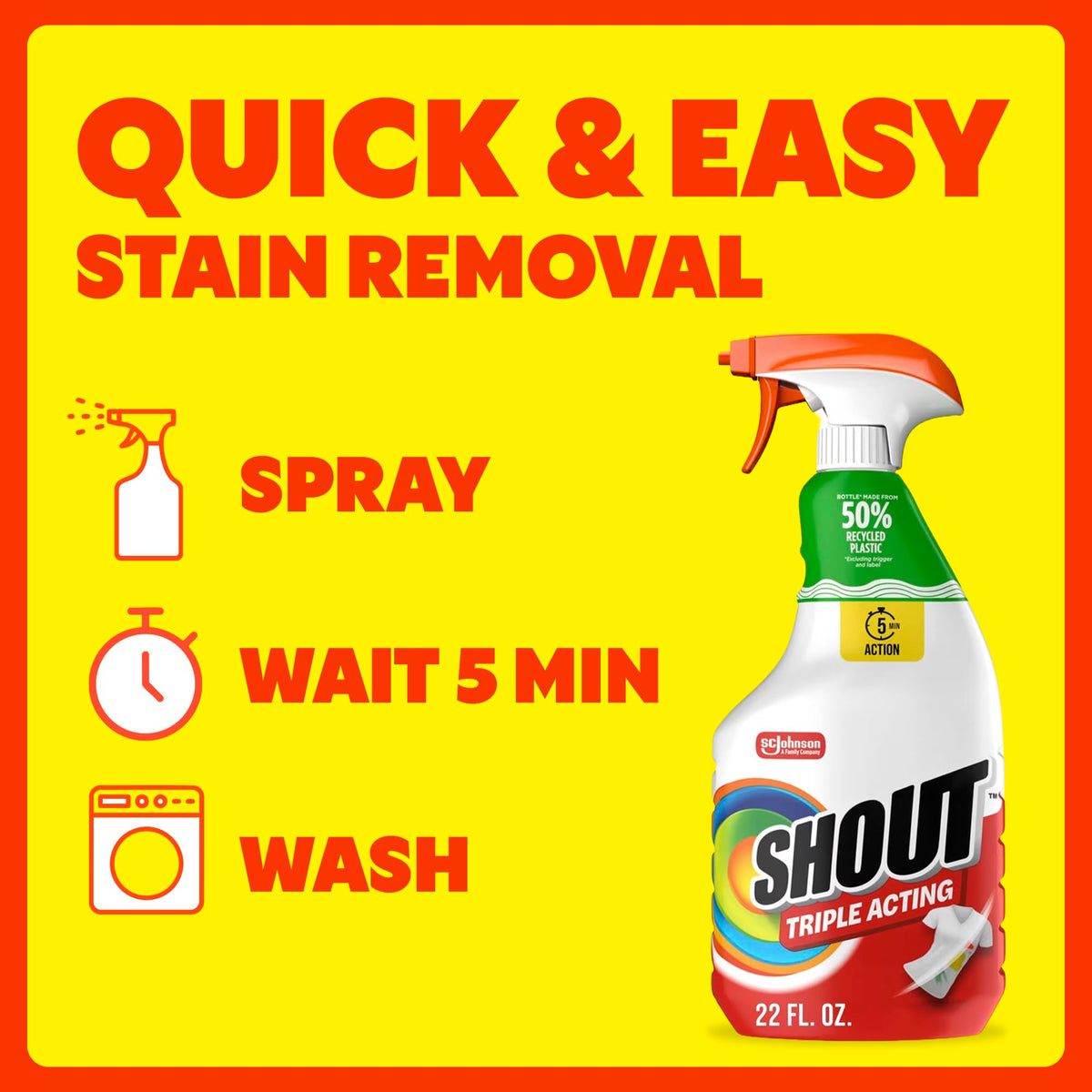Shout Triple-Acting Active Enzyme Laundry Stain Remover Spray, 22oz