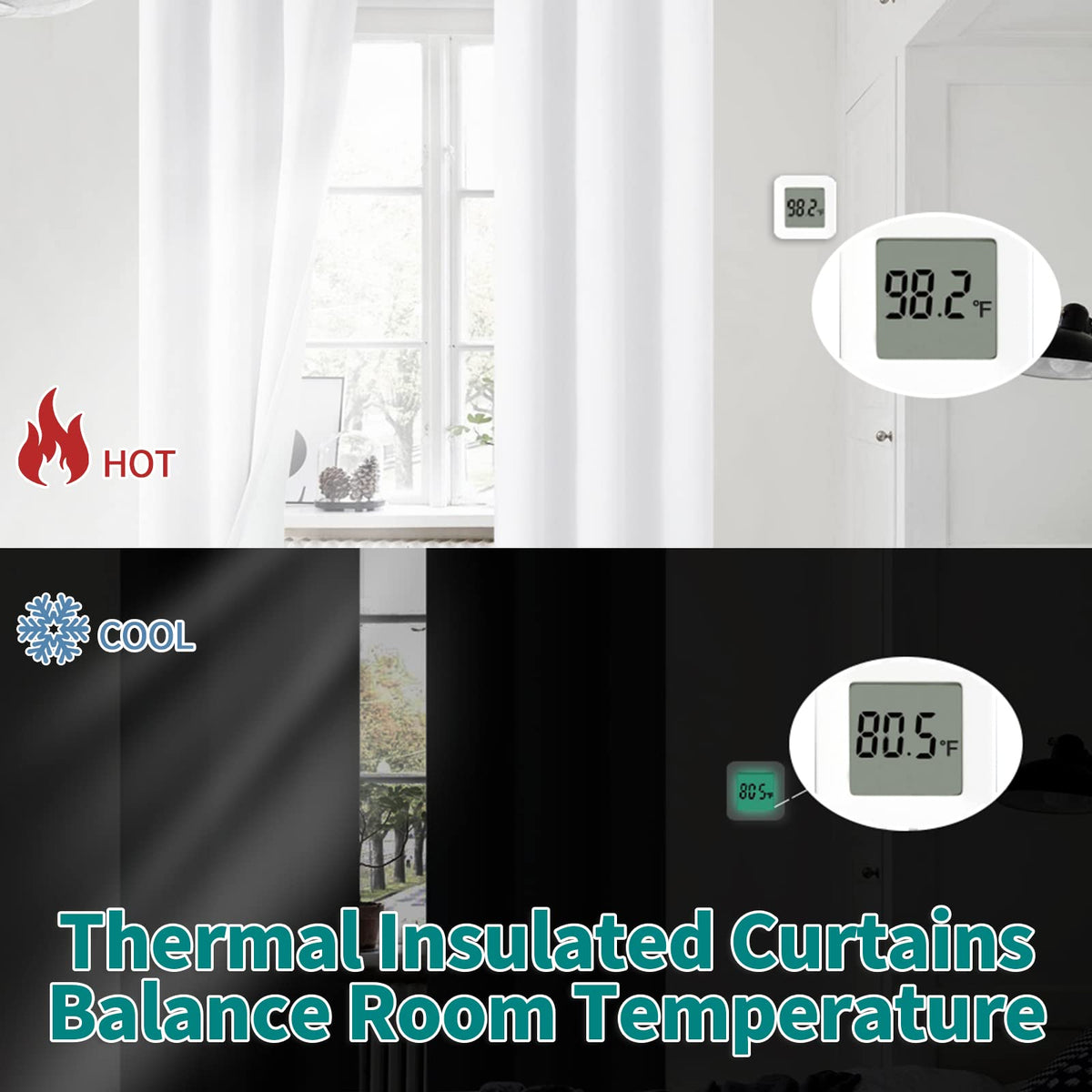 BGment White Blackout Curtains for Bedroom 63 Inch Length 2 Panels Set