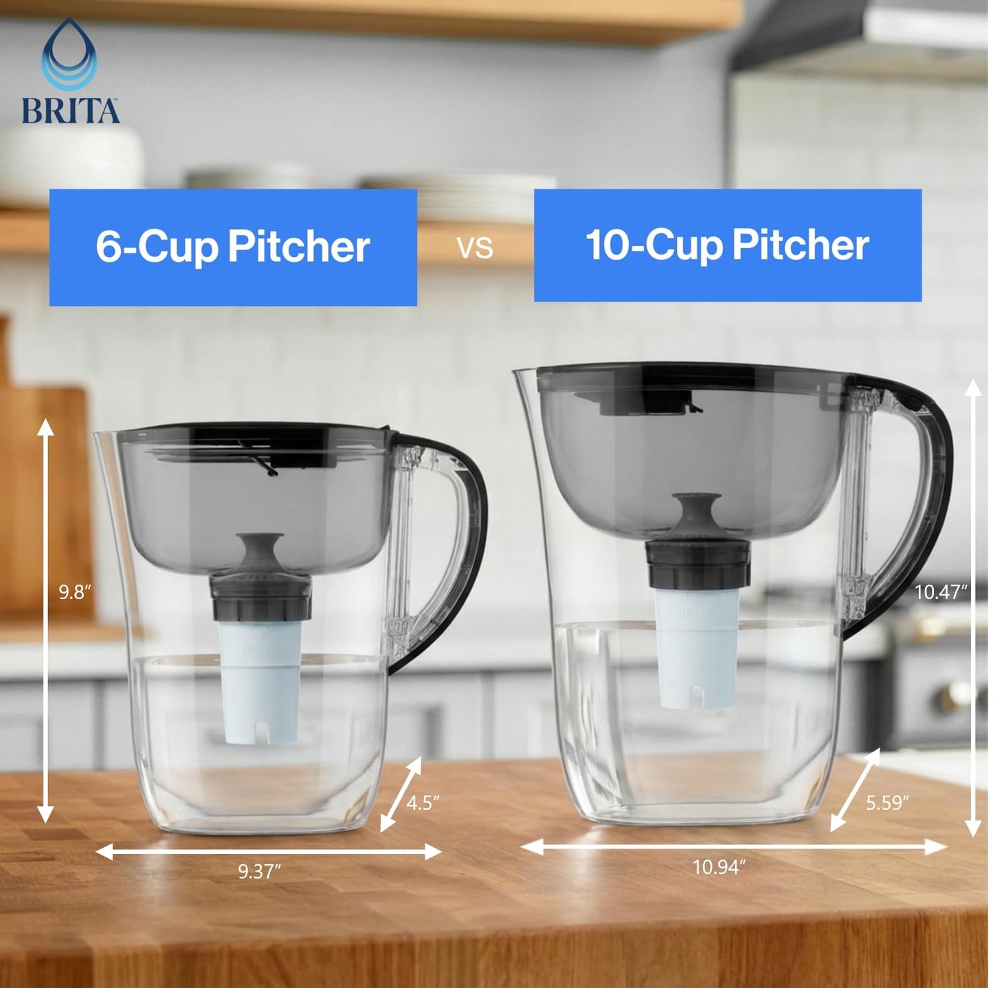Brita Small 6 Cup Water Filter Pitcher, 1 Elite Filter, Metro, White