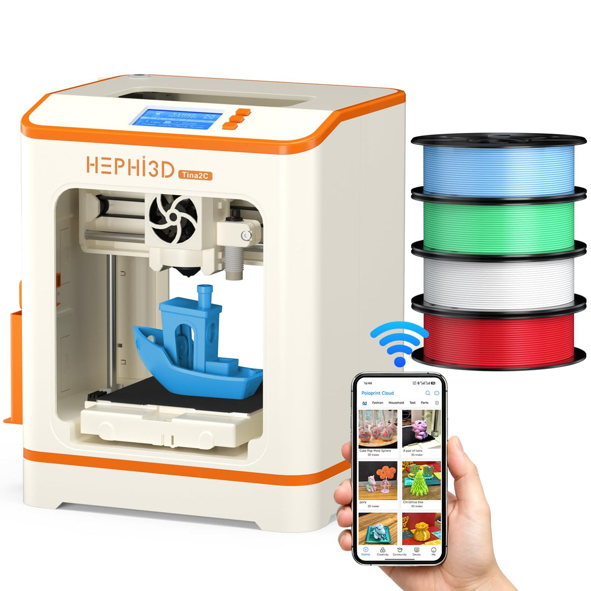 Hephi3d TINA2C 3D Printer for Beginners & Kids with Filament Starter Kit