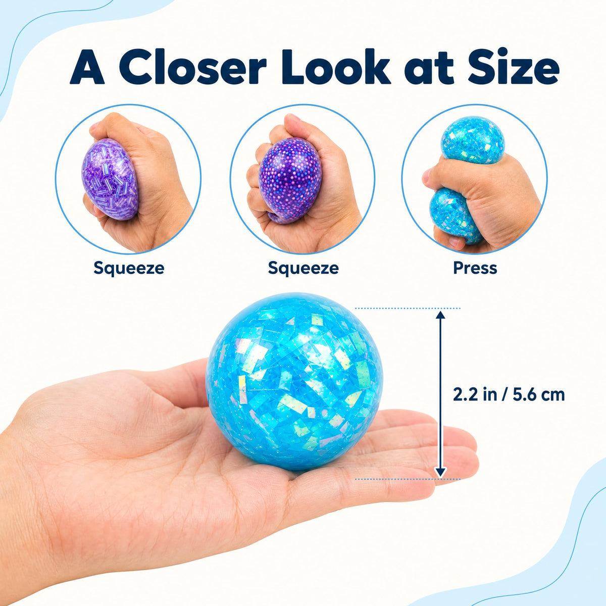 Squeeze Squishy Balls Set, 5Pack Colorful Sensory Fidget Toys Bulk