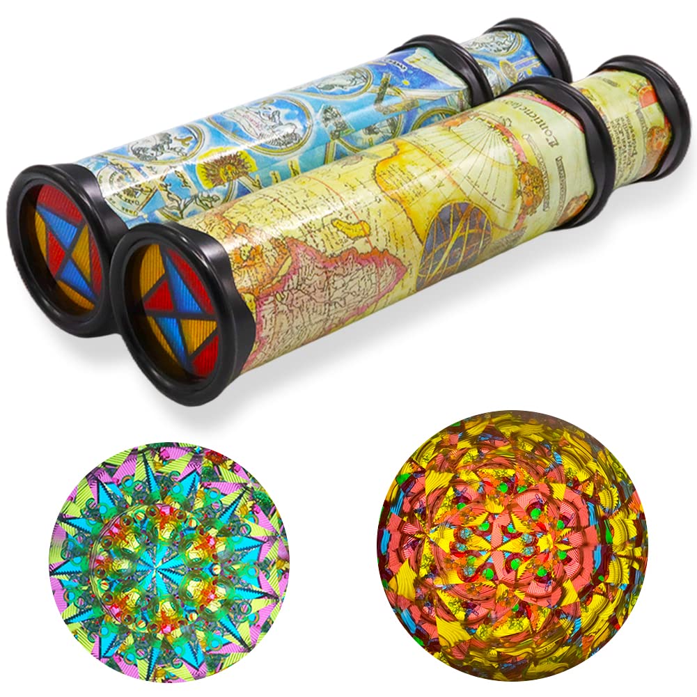 Xeehwb 2 Pack Classic Kaleidoscope Toy,Magic Rotating Kaleidoscope,Stretchable Long World Kaleidoscope,Educational Toy Kaleidoscope for Children Gifts
