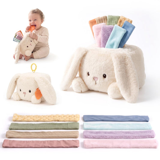 weirtoya Baby Bunny Tissue Box Toy,Baby Toys 6-12 Months