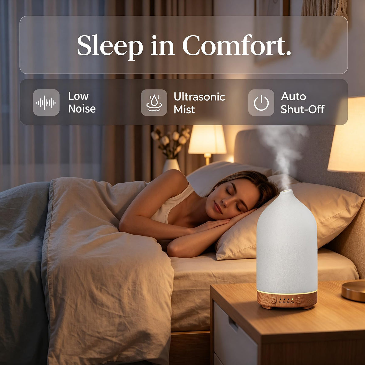 Gooamp 200ML Ceramic Essential Oil Diffuser for Home, Stone Diffuser