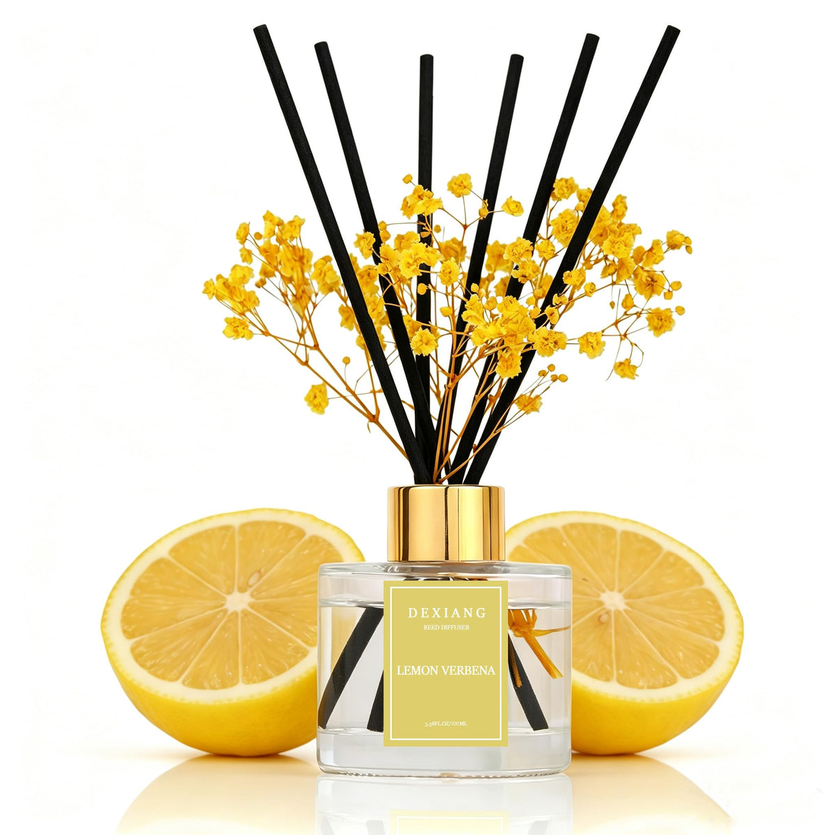 Reed Diffuser Set,3.38 fl oz (100 ml) Lemon Verbena Oil Diffusers with 6 Reed Sticks for Bathroom Shelf Decor Home Fragrance Reed Diffuser