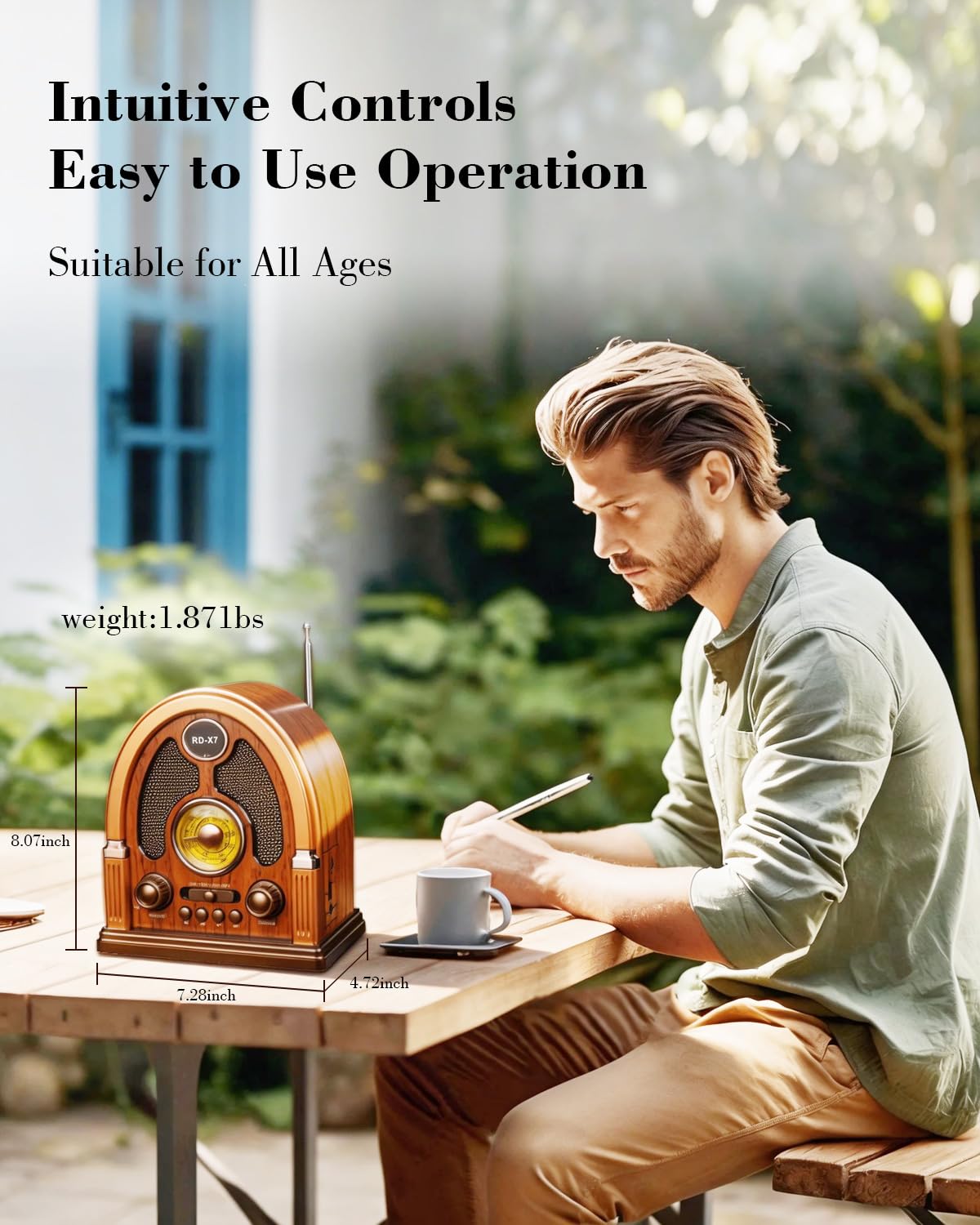 Qneye Portable Vintage AM/FM/SW Radio with Bluetooth Speaker, Retro Design