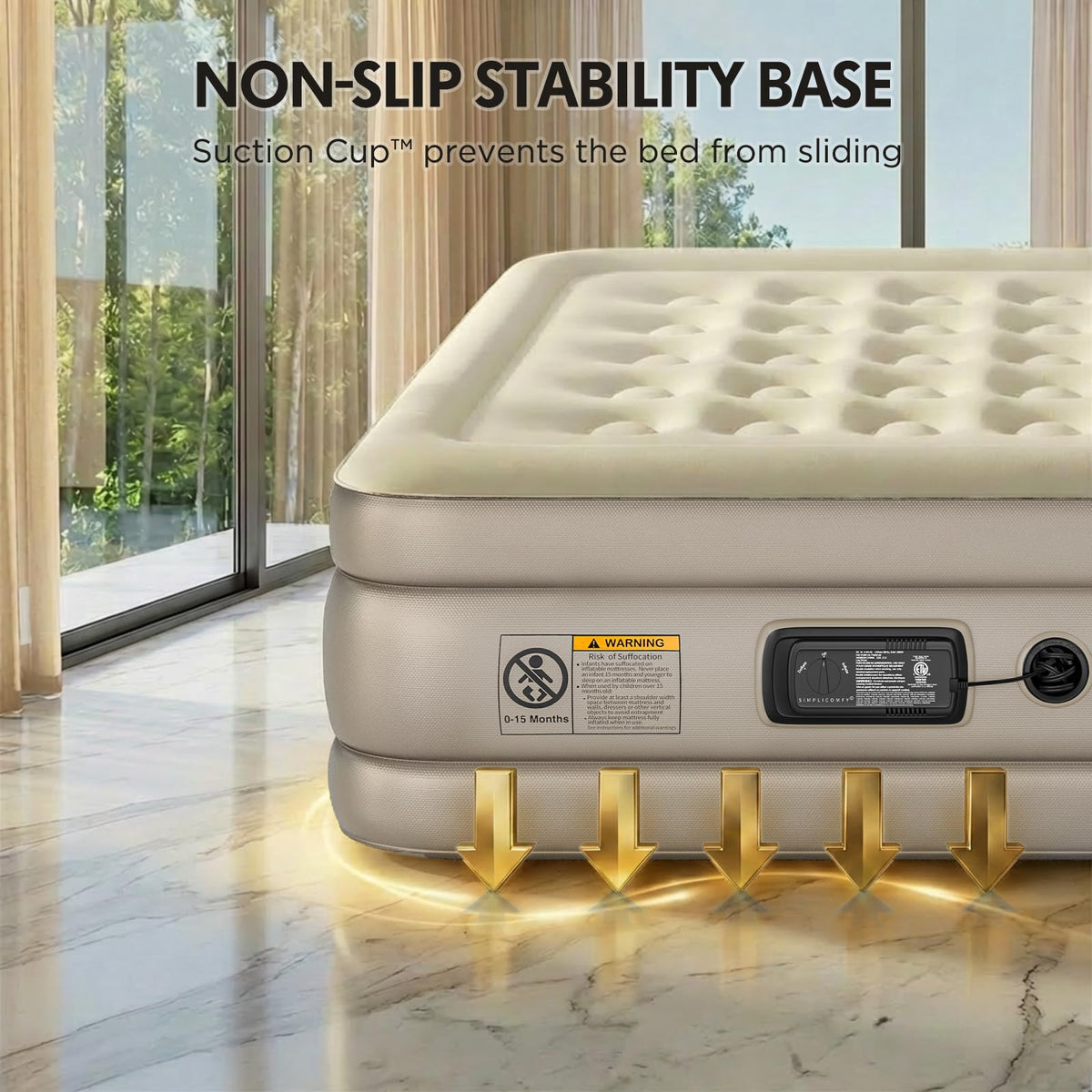 Simpli Comfy 18" Raised Double-High Queen Inflatable Air Mattress, 700lb