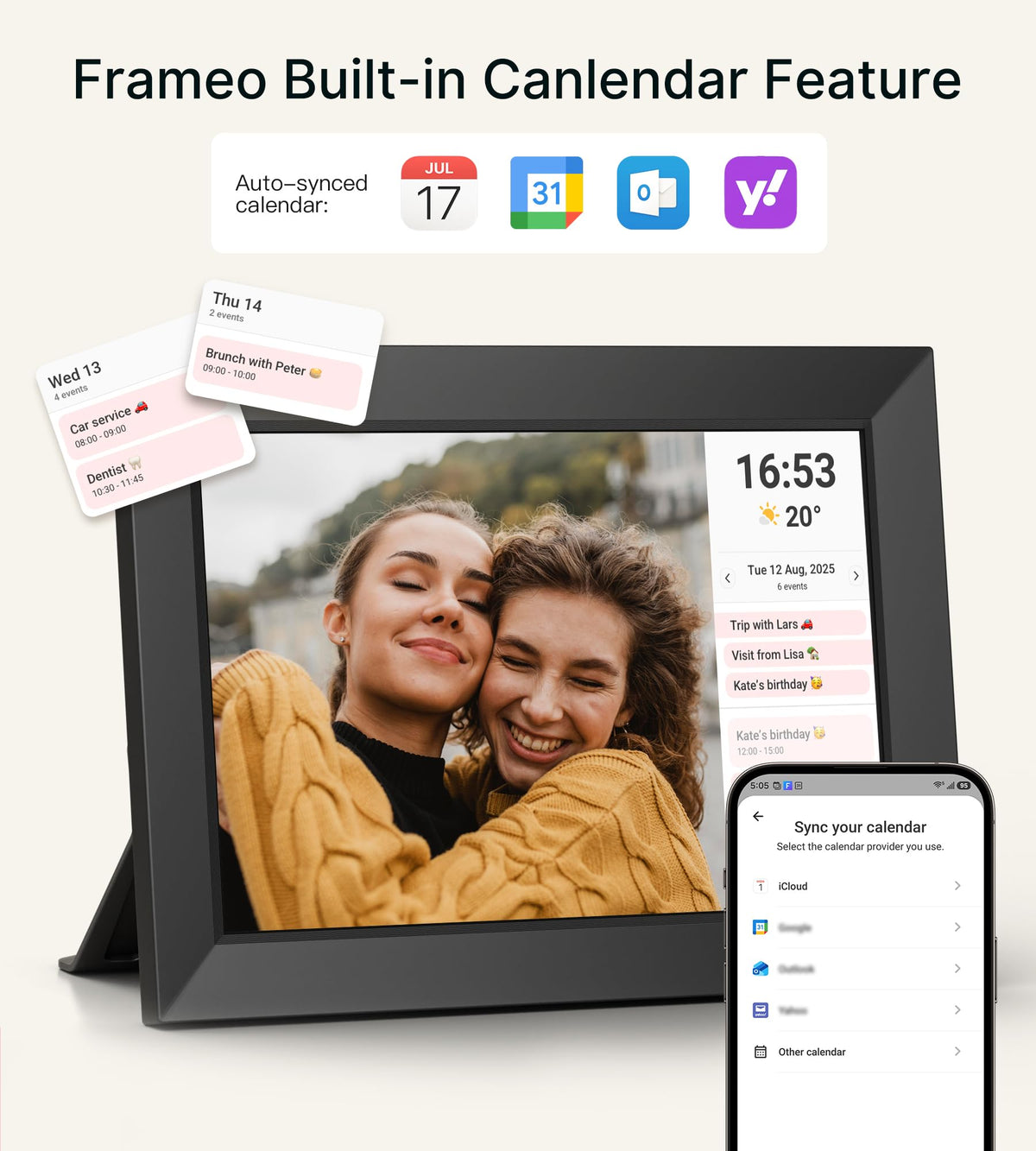 Frameo Digital Picture Frame 10.1" Electronic Photo Frames WiFi 32GB Memory
