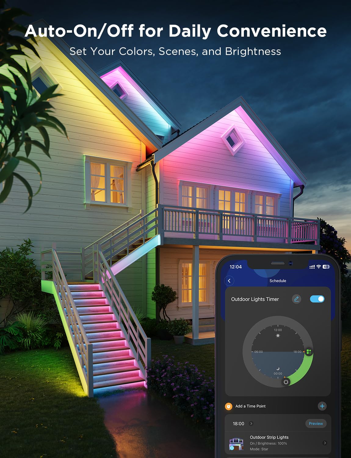 Govee Outdoor LED Strip Lights, 98.4ft Smart Outdoor Lights Work with Alexa and Google Assistant, App Control, IP65 Waterproof, RGBIC Lights for Patio, Eave, Party Decorations