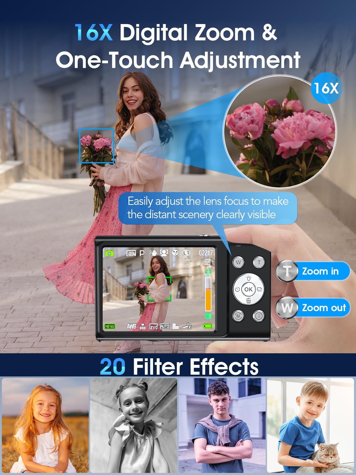 Digital Camera,Autofocus 4K 48MP Vlogging Camera for Photography,32GB Card