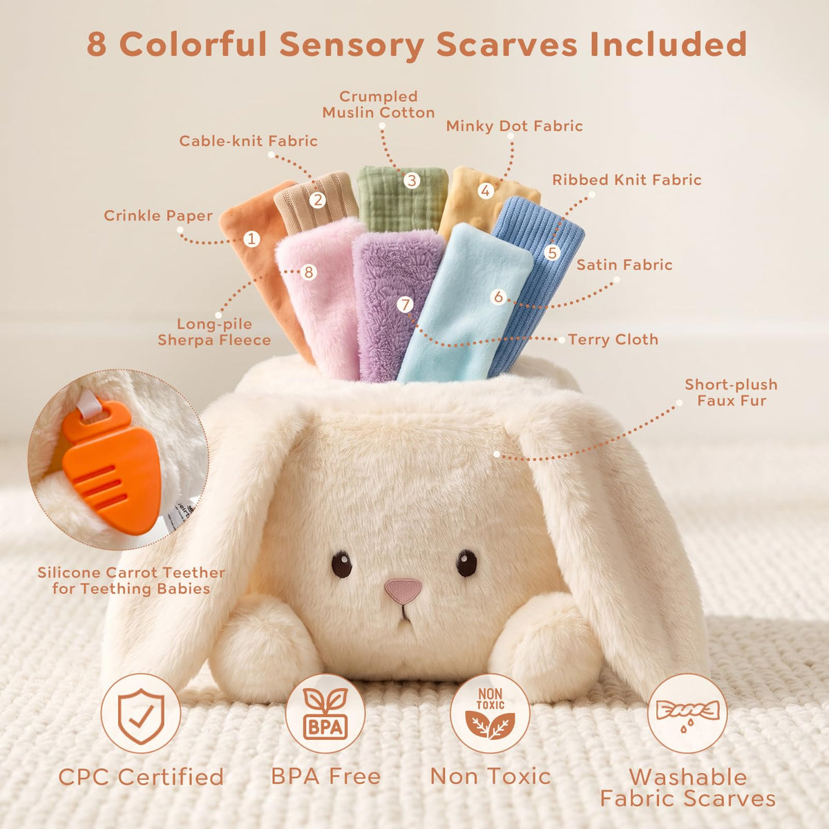 weirtoya Baby Bunny Tissue Box Toy,Baby Toys 6-12 Months