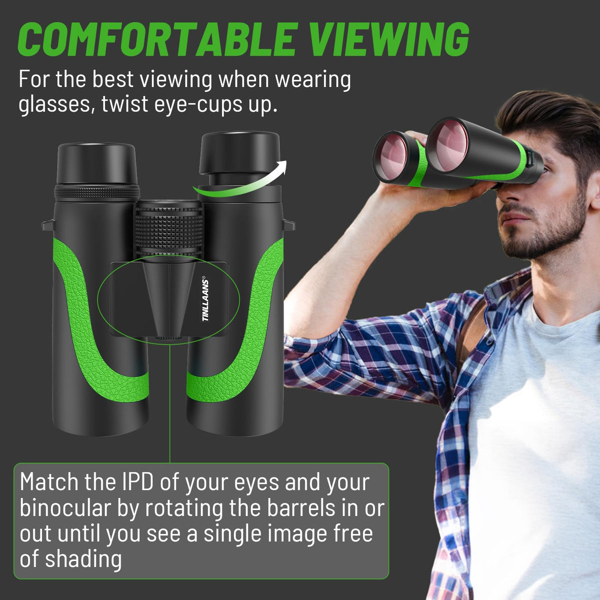 15x55 UHD Binoculars for Adults High Powered with Phone Adapter - Large View, BAK4 Prism, Waterproof, Lightweight for Bird Watching, Hunting, Cruise, Travel, Camping (Green)