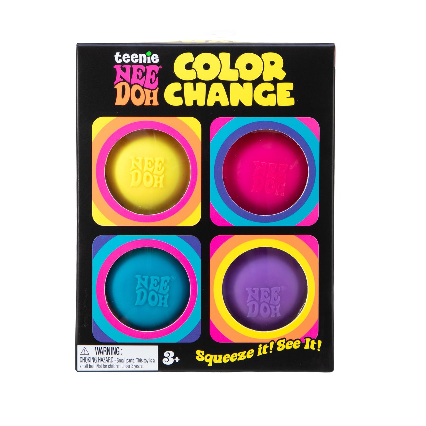 Schylling Needoh Teenie Color Change Needoh - Sensory Squeeze Toy - 4 Pack