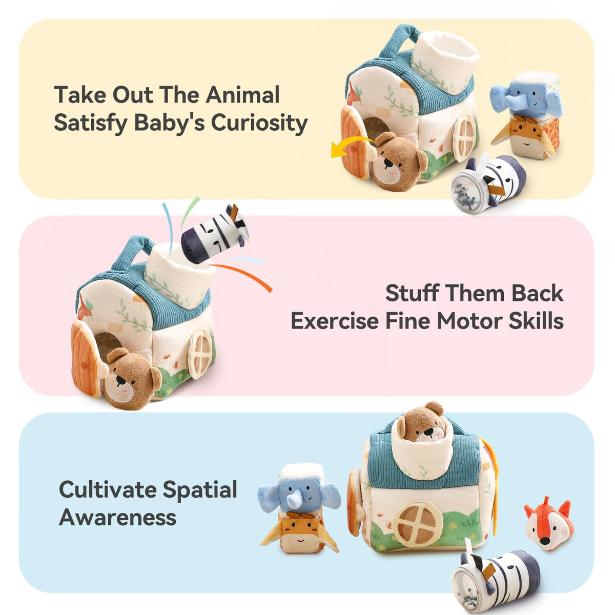 Baby Sensory Toys 6-12 Months Soft Rattle Plush Barn Animal Baby Boy Gifts