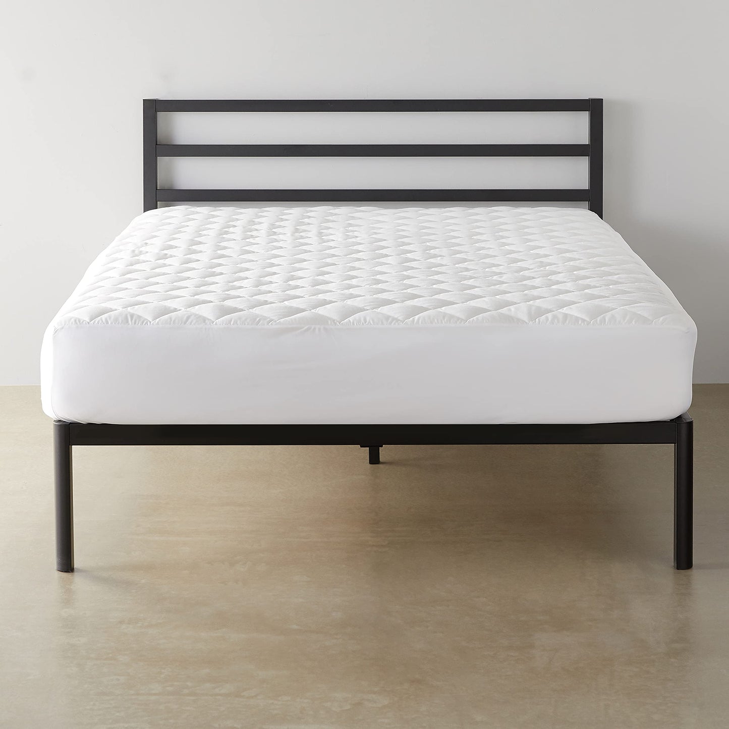 Amazon Basics Hypoallergenic Quilted Plush and Breathable Mattress Topper Pad, 18 Inches Deep, Padded, Washable, Queen, White