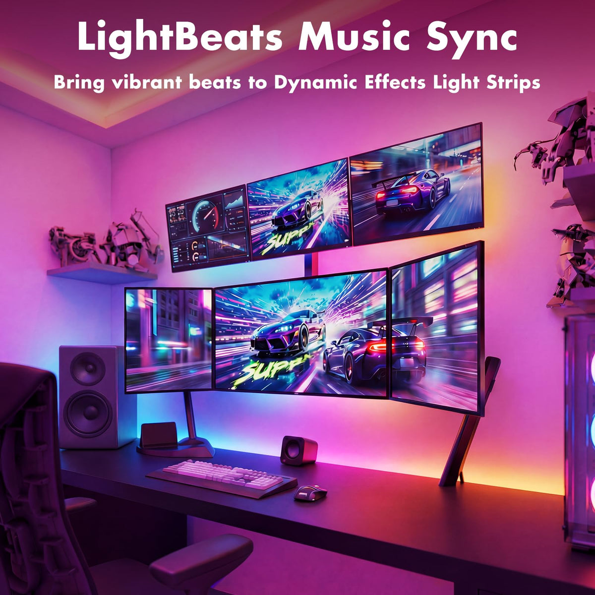 ERBTY LED Lights for Bedroom, 65.6FT IC RGB LED Strip Lights, Smart Control