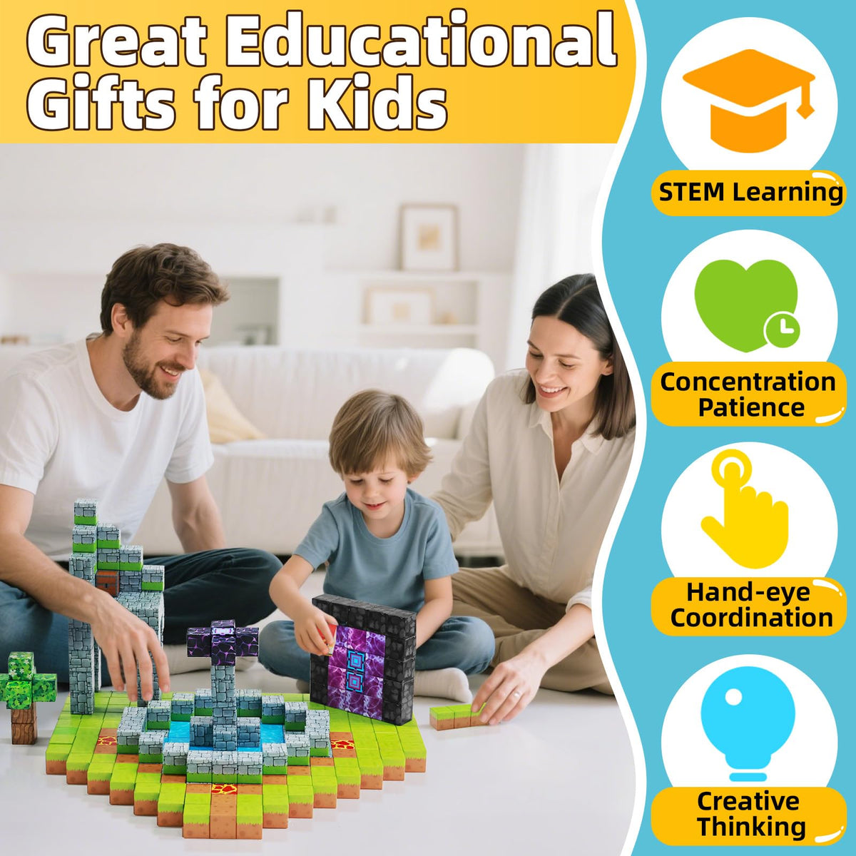 EchoPlan 150PCS Magnetic Blocks, Magnetic Building Blocks for Boys Girls