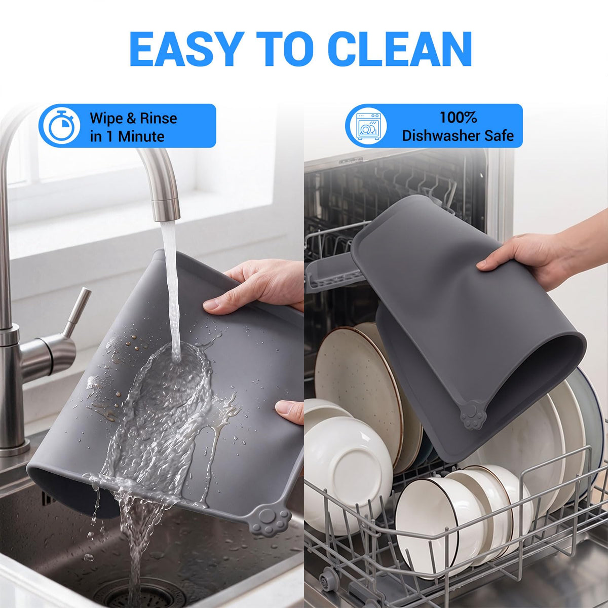 Reopet Silicone Pet Feeding Mat - Waterproof & Non-Slip Dog Cat Placemat