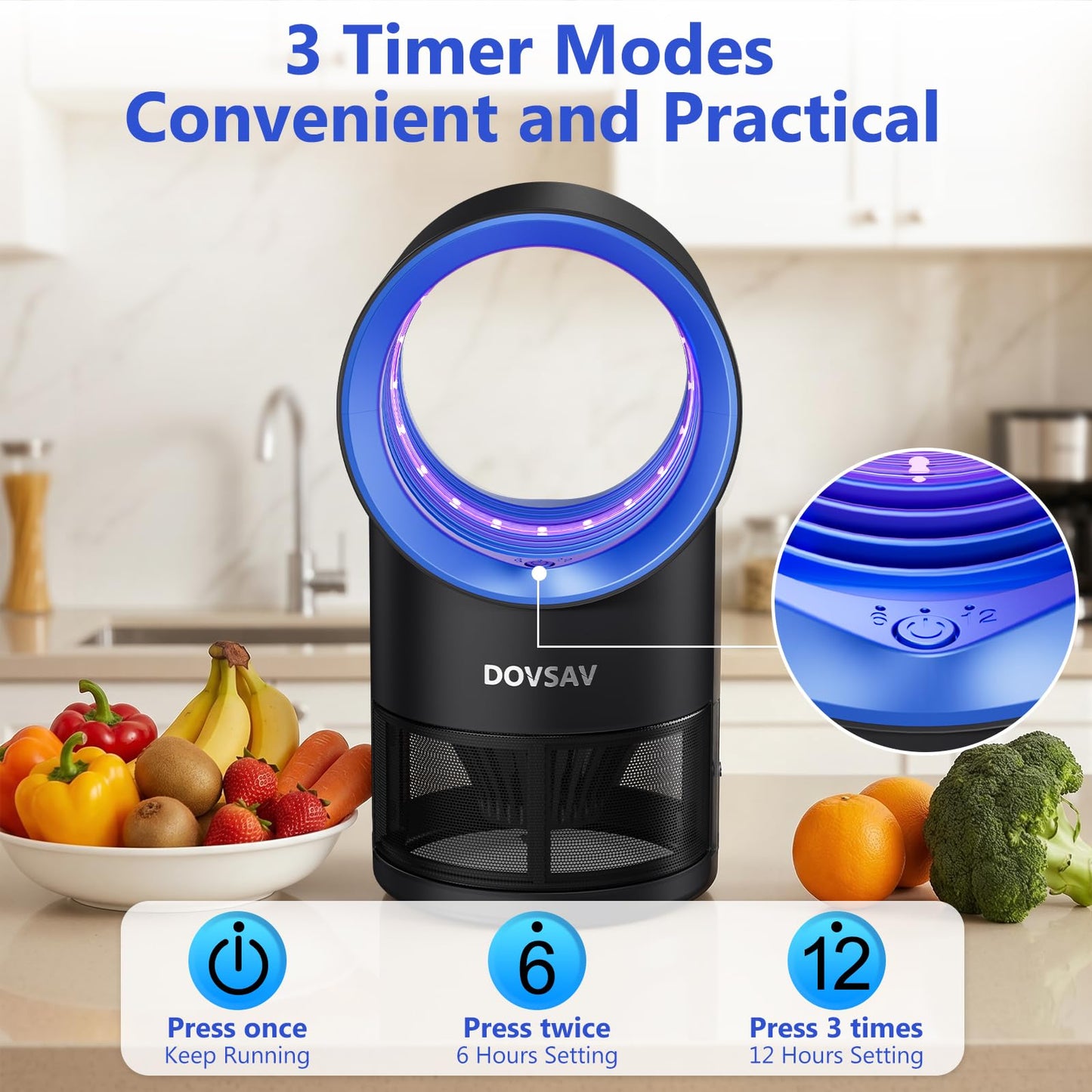 Fruit Fly Traps for Indoors, Blue Gnat Trap Indoor with Suction & Timer