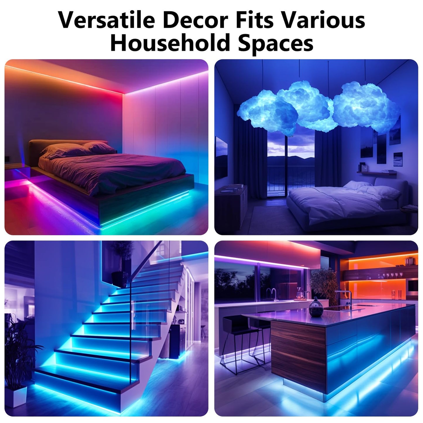 DAYBETTER LED Strip Lights 110ft 1Roll RGB Music Sync Smart App Control