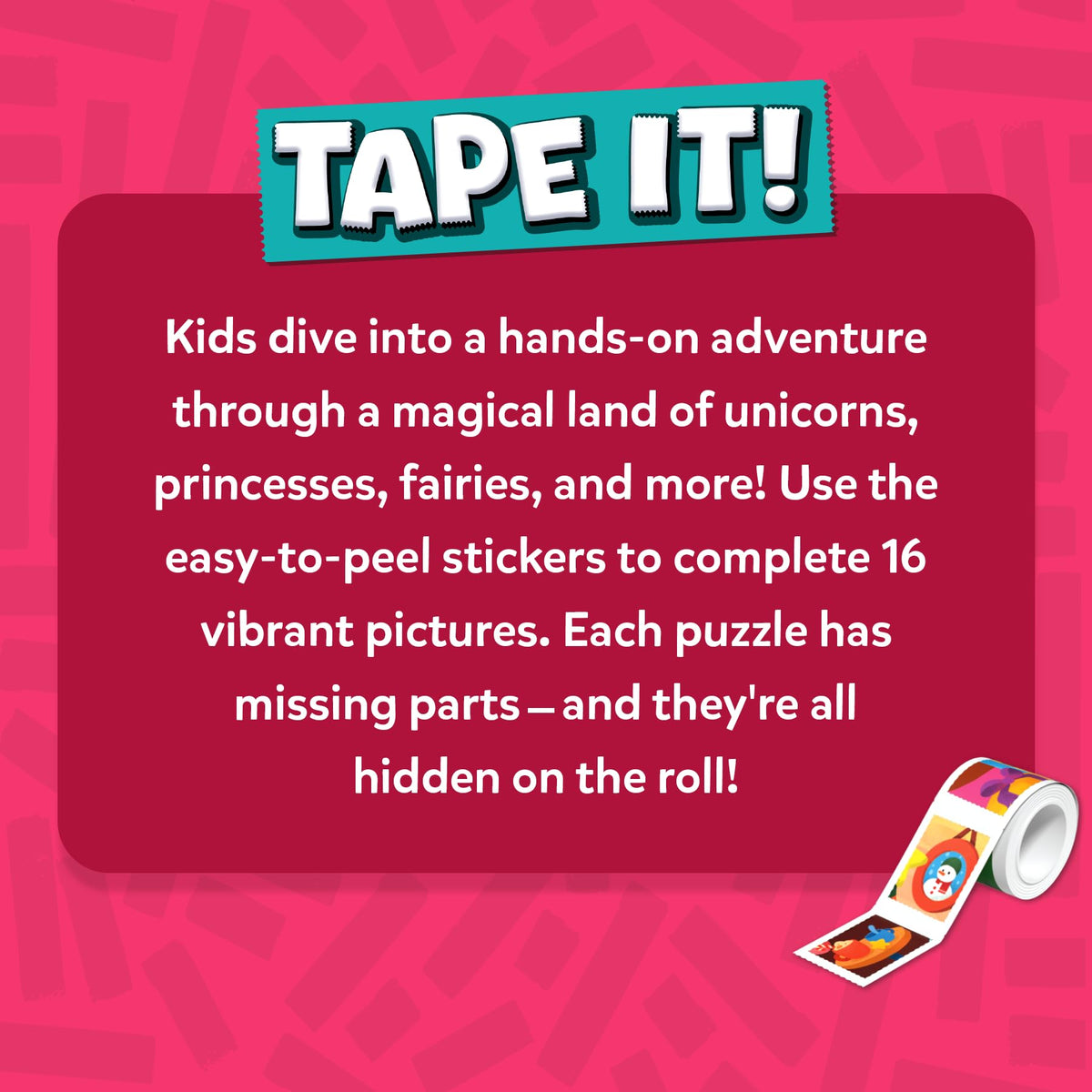 Skillmatics Puzzle Activity – Tape It Unicorn & Princess Sticker Puzzles