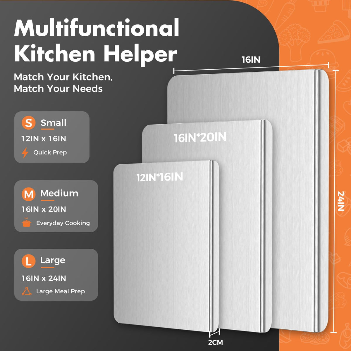 Titanium Cutting Boards for Kitchen, Double-sided non-toxic Pure Titanium Cutting Board, Dishwasher Safe Chopping & Kneading Board for Meat, Fruits, Vegetables & Baking,16 * 12