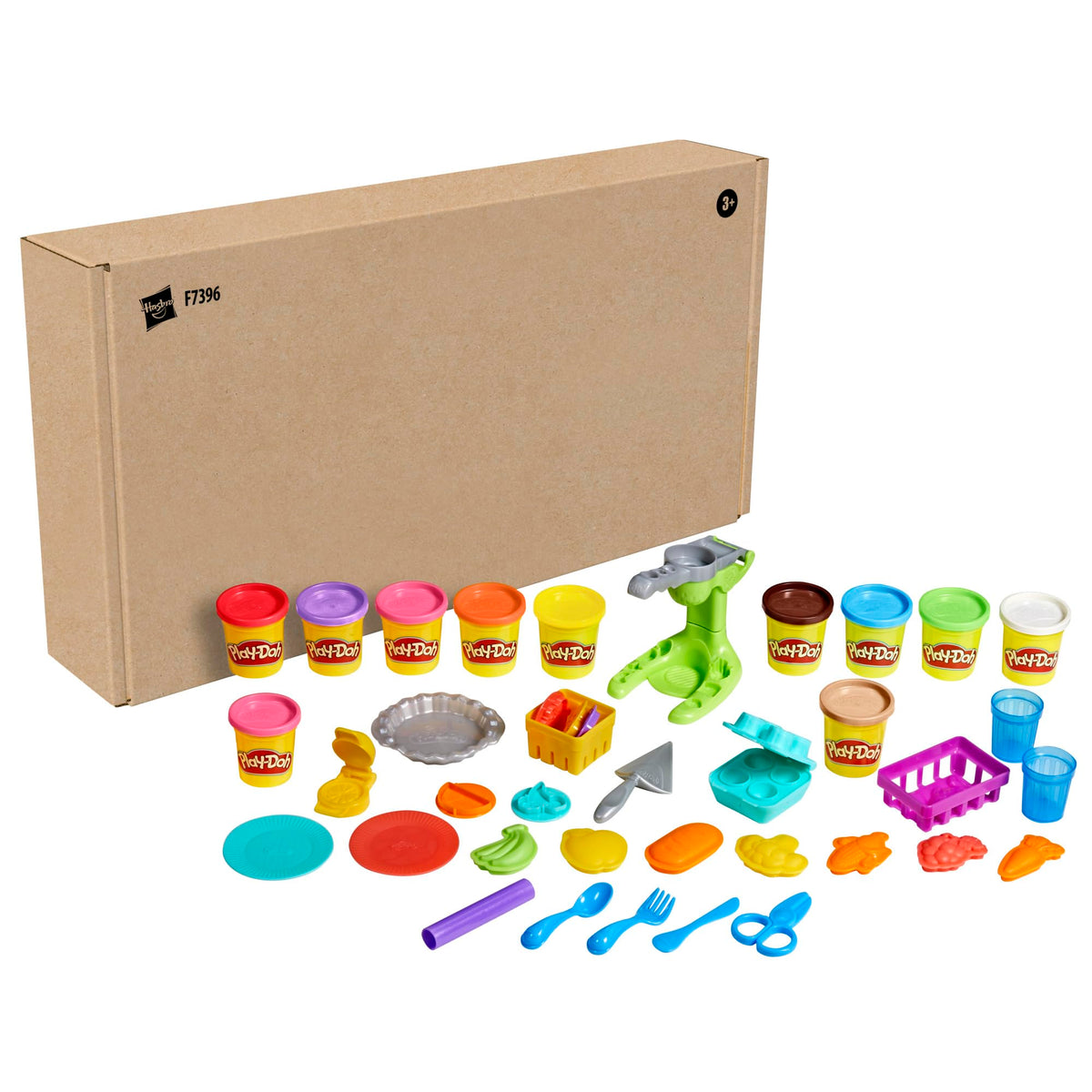 Play-Doh Farmer's Market Kitchen Playset, 28 Play Food Accessories & Tools, 11 Colors, Back to School Classroom Supplies, Preschool Toys, Ages 3+ (Amazon Exclusive)