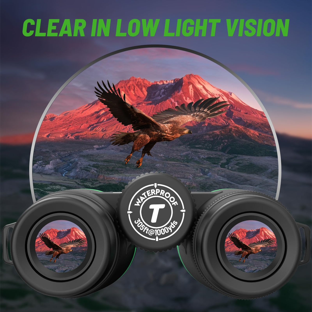 15x55 UHD Binoculars for Adults High Powered with Phone Adapter - Large View, BAK4 Prism, Waterproof, Lightweight for Bird Watching, Hunting, Cruise, Travel, Camping (Green)