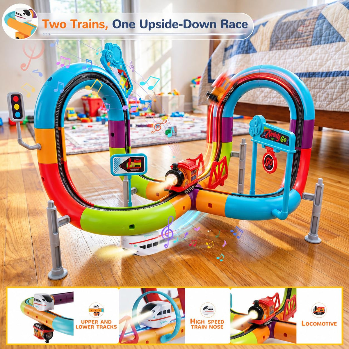 Upgraded Electric Train Set for Kids & Toddlers, Race Track Toy for Ages 3+