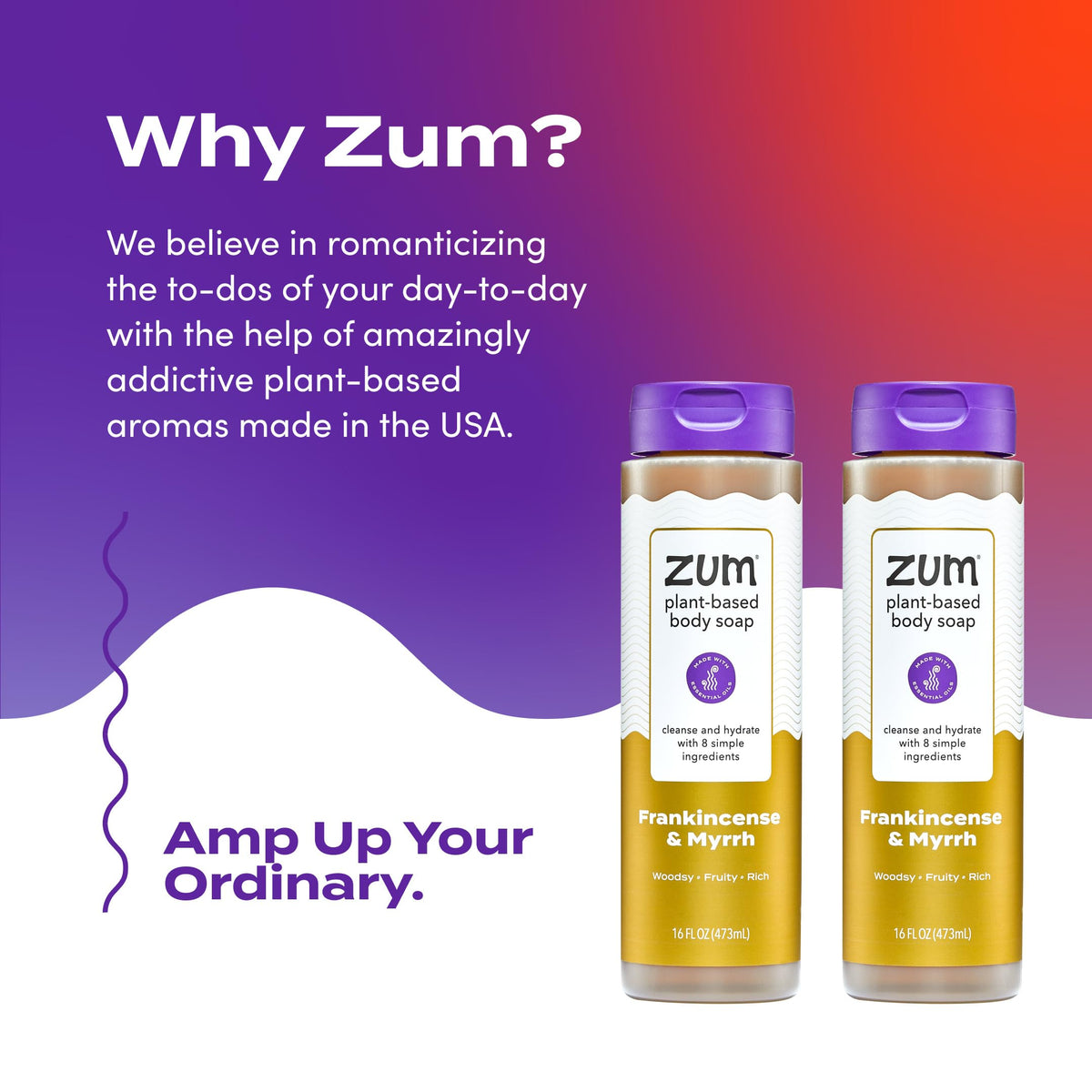 Zum Body Soap - Frankincense & Myrrh, 16 fl oz (2 Pack)