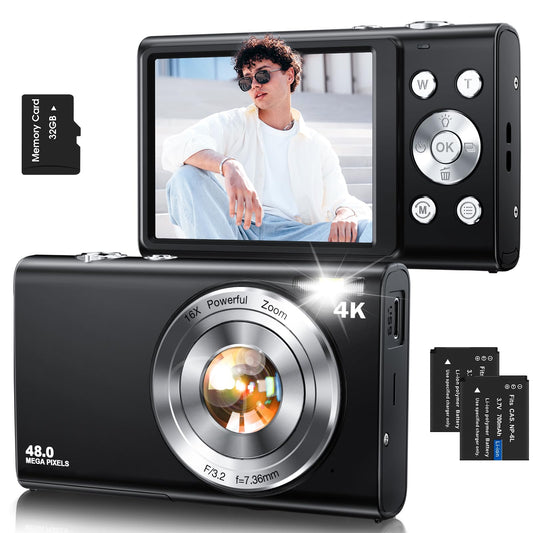 Digital Camera,Autofocus 4K 48MP Vlogging Camera for Photography,32GB Card