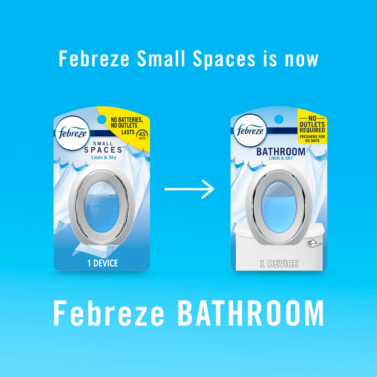 Febreze Bathroom Air Freshener Odor-Fighting for Small Spaces Scented Plug In Alternative Long-Lasting for Home and Bathroom and Kitchen Closet Air Fresheners, Linen & Sky Scent, 4 Count